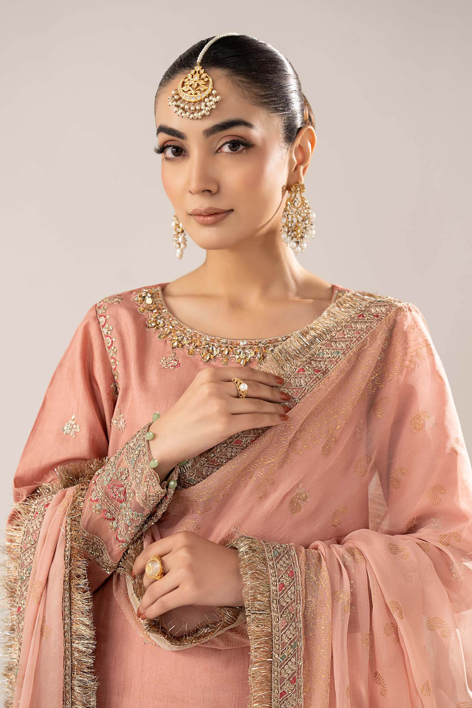 Maria B | Luxury Formals | SF-EF26-28-Peach - by Libasekhas UK - Registered Vendor of : Maria B - 100% Original Designer Dress