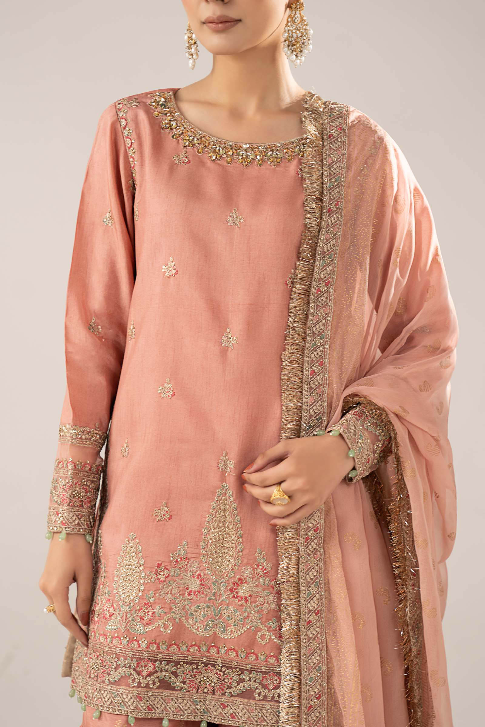 Maria B | Luxury Formals | SF-EF26-28-Peach - by Libasekhas UK - Registered Vendor of : Maria B - 100% Original Designer Dress