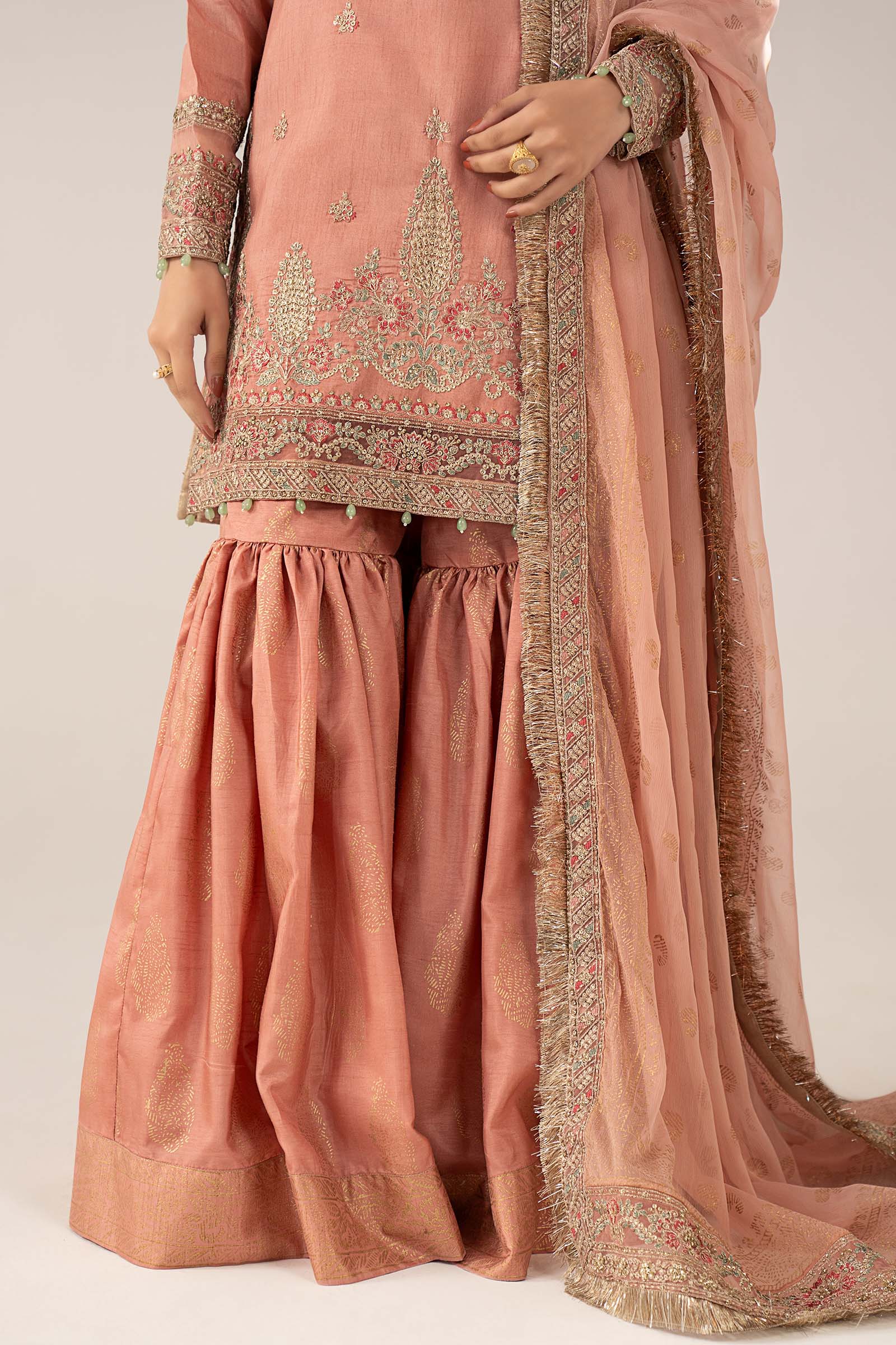 Maria B | Luxury Formals | SF-EF26-28-Peach - by Libasekhas UK - Registered Vendor of : Maria B - 100% Original Designer Dress
