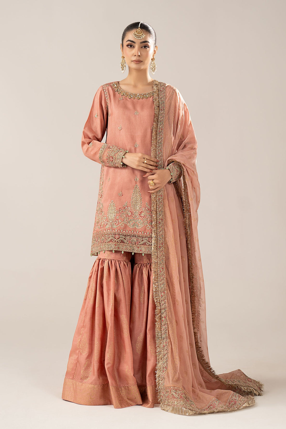 Maria B | Luxury Formals | SF-EF26-28-Peach - by Libasekhas UK - Registered Vendor of : Maria B - 100% Original Designer Dress