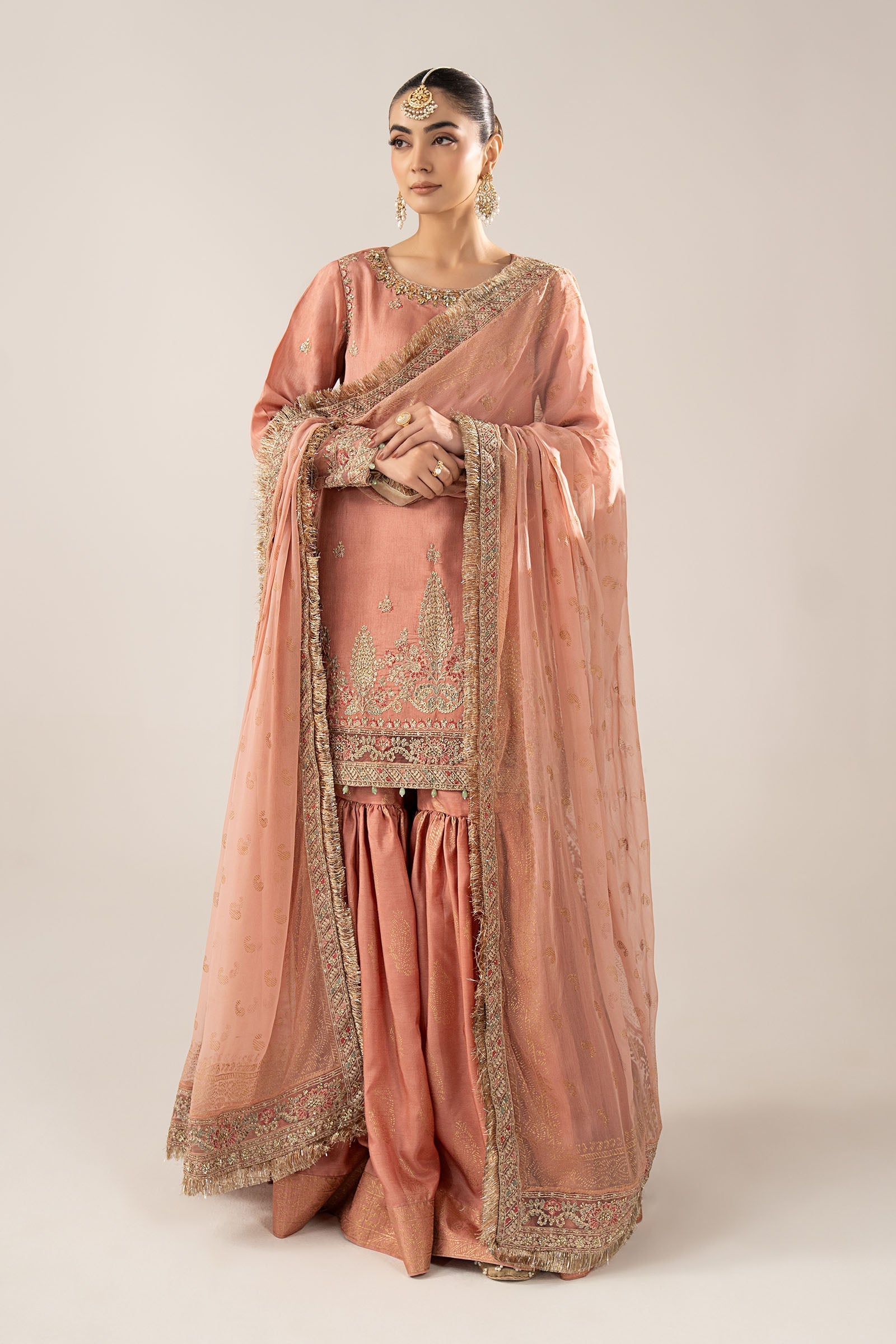 Maria B | Luxury Formals | SF-EF26-28-Peach - by Libasekhas UK - Registered Vendor of : Maria B - 100% Original Designer Dress