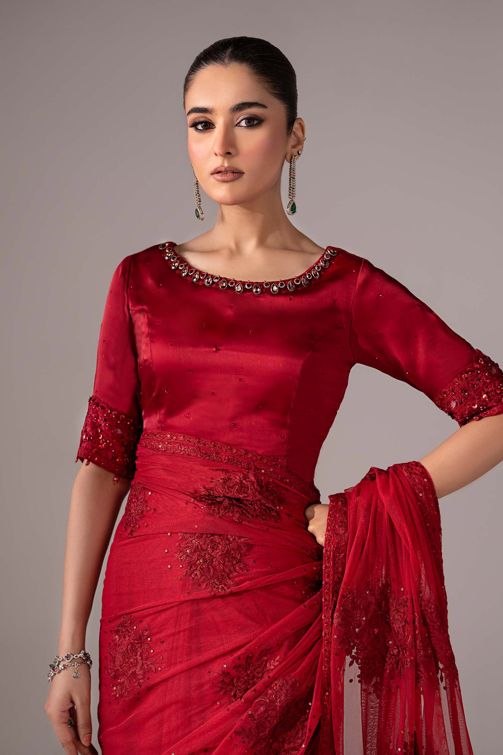 Maria B | Luxury Formals | SF-EF26-56-Red - by Libasekhas UK - Registered Vendor of : Maria B - 100% Original Designer Dress