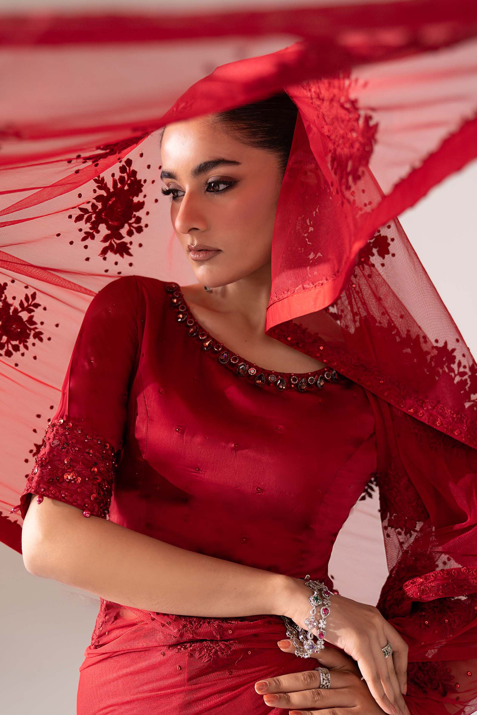Maria B | Luxury Formals | SF-EF26-56-Red - by Libasekhas UK - Registered Vendor of : Maria B - 100% Original Designer Dress