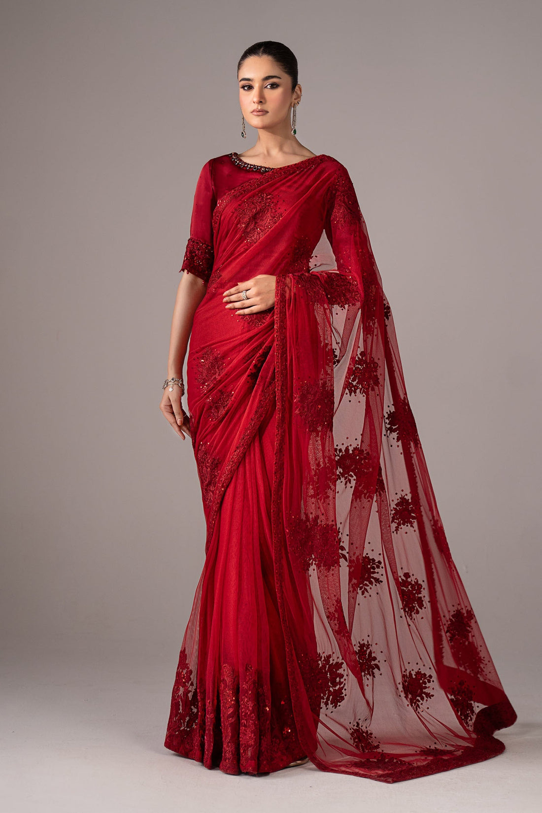 Maria B | Luxury Formals | SF-EF26-56-Red - by Libasekhas UK - Registered Vendor of : Maria B - 100% Original Designer Dress