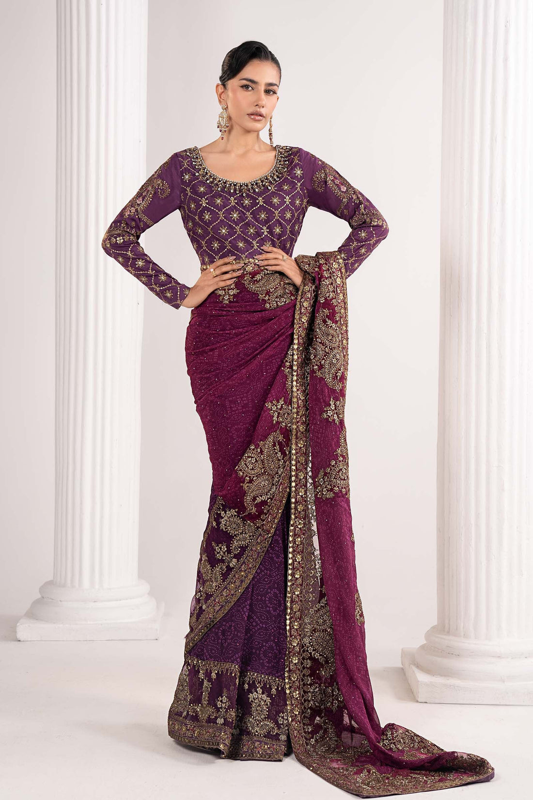 Maria B | Luxury Formals | SF-EF26-67-Purple - by Libasekhas UK - Registered Vendor of : Maria B - 100% Original Designer Dress