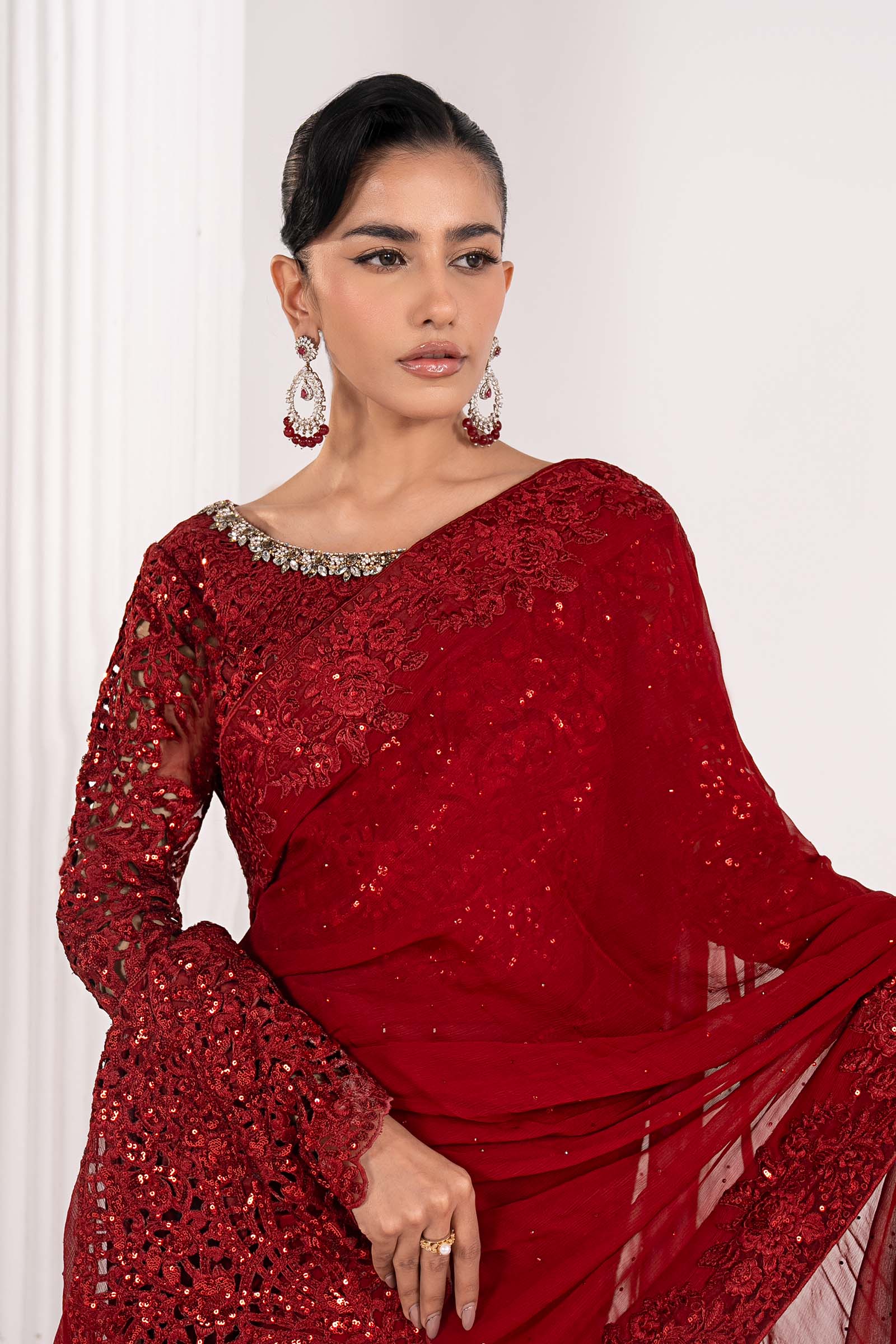 Maria B | Luxury Formals | SF-EF26-70-Red - by Libasekhas UK - Registered Vendor of : Maria B - 100% Original Designer Dress