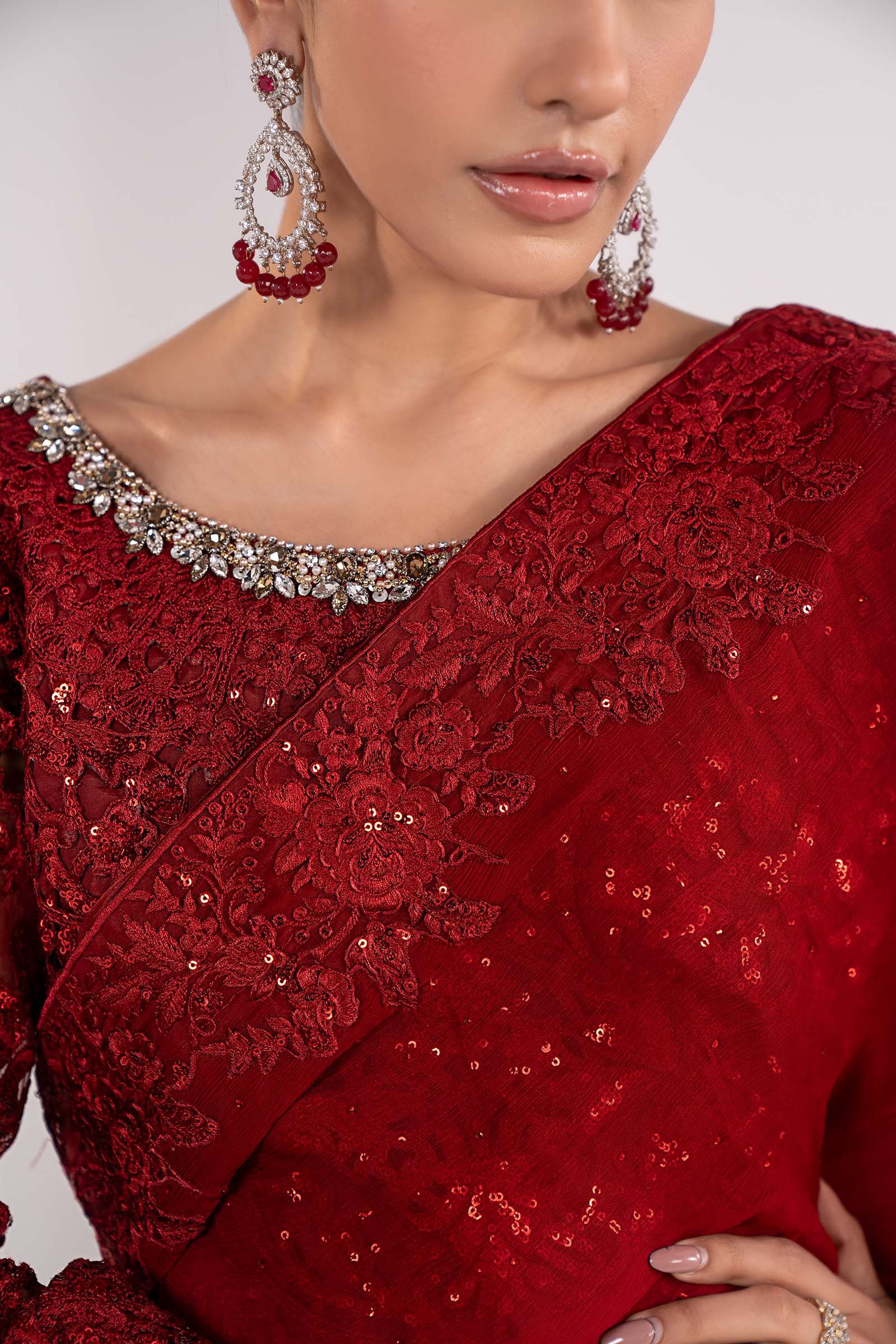 Maria B | Luxury Formals | SF-EF26-70-Red - by Libasekhas UK - Registered Vendor of : Maria B - 100% Original Designer Dress
