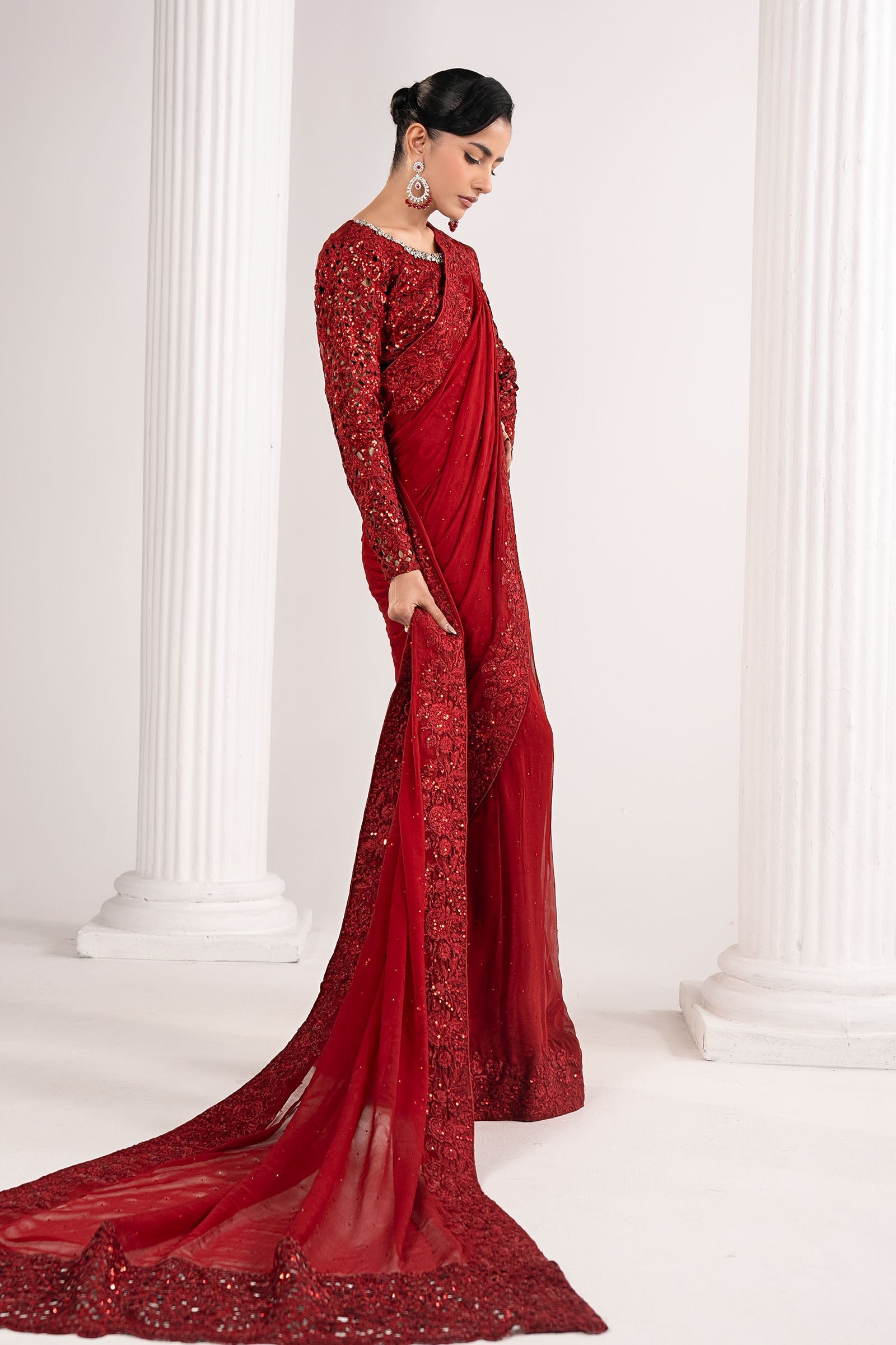 Maria B | Luxury Formals | SF-EF26-70-Red - by Libasekhas UK - Registered Vendor of : Maria B - 100% Original Designer Dress