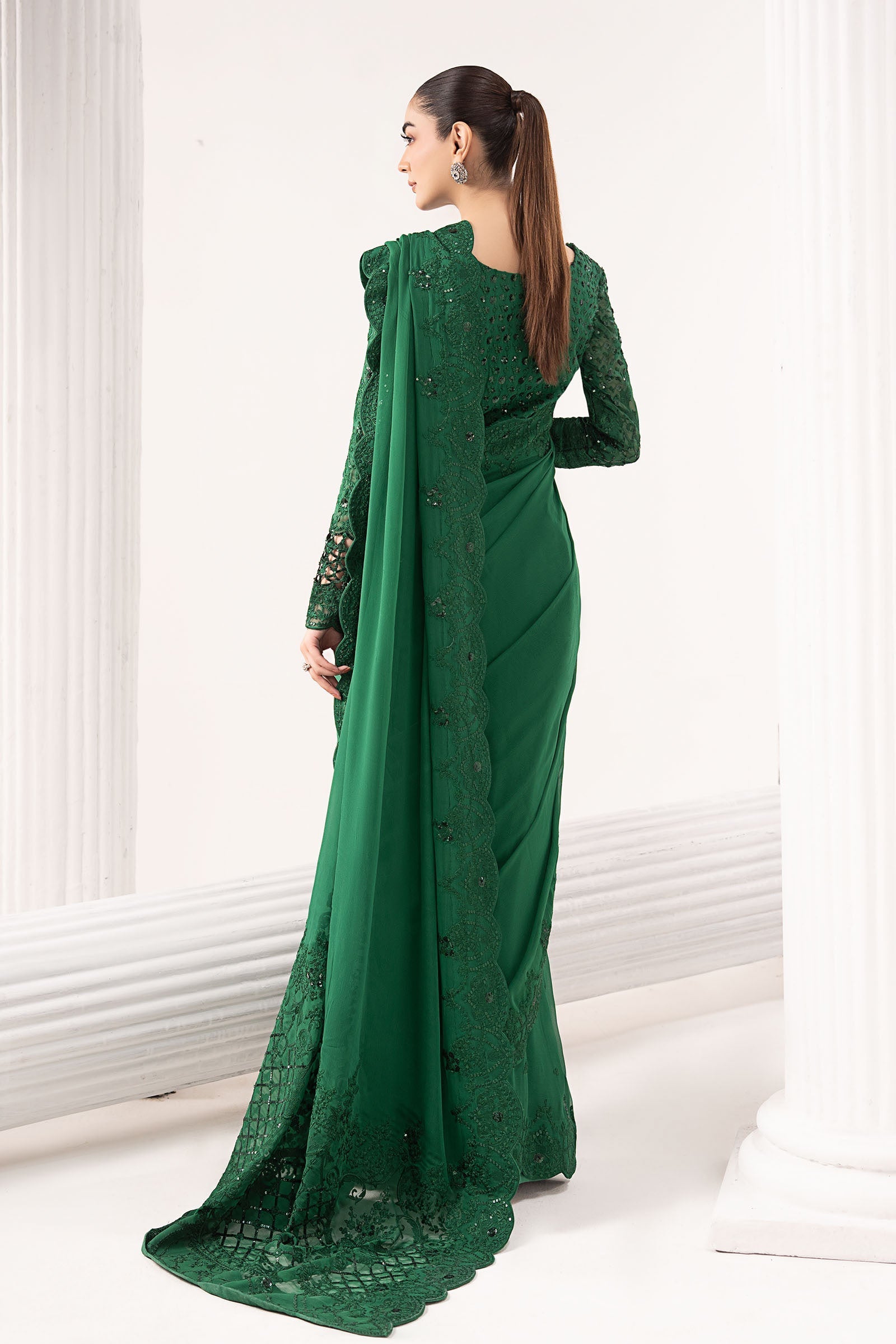 Maria B | Luxury Formals | SF-EF26-73-Green - by Libasekhas UK - Registered Vendor of : Maria B - 100% Original Designer Dress