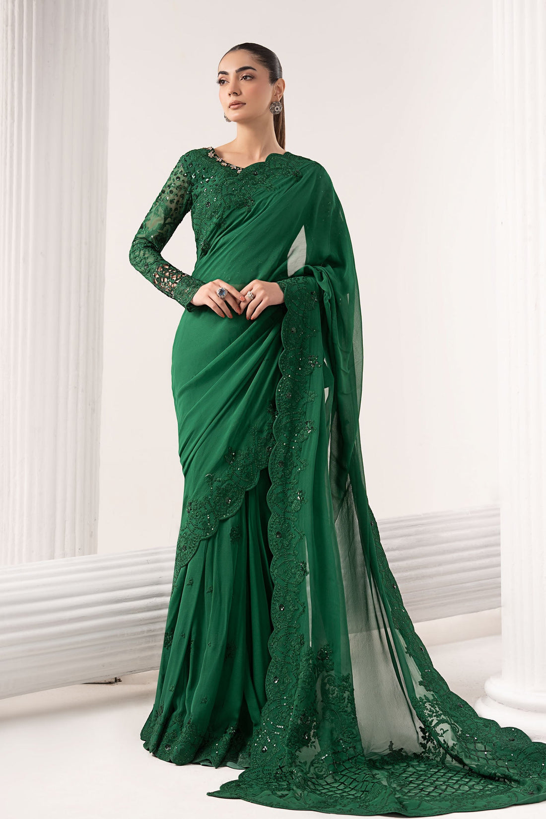 Maria B | Luxury Formals | SF-EF26-73-Green - by Libasekhas UK - Registered Vendor of : Maria B - 100% Original Designer Dress