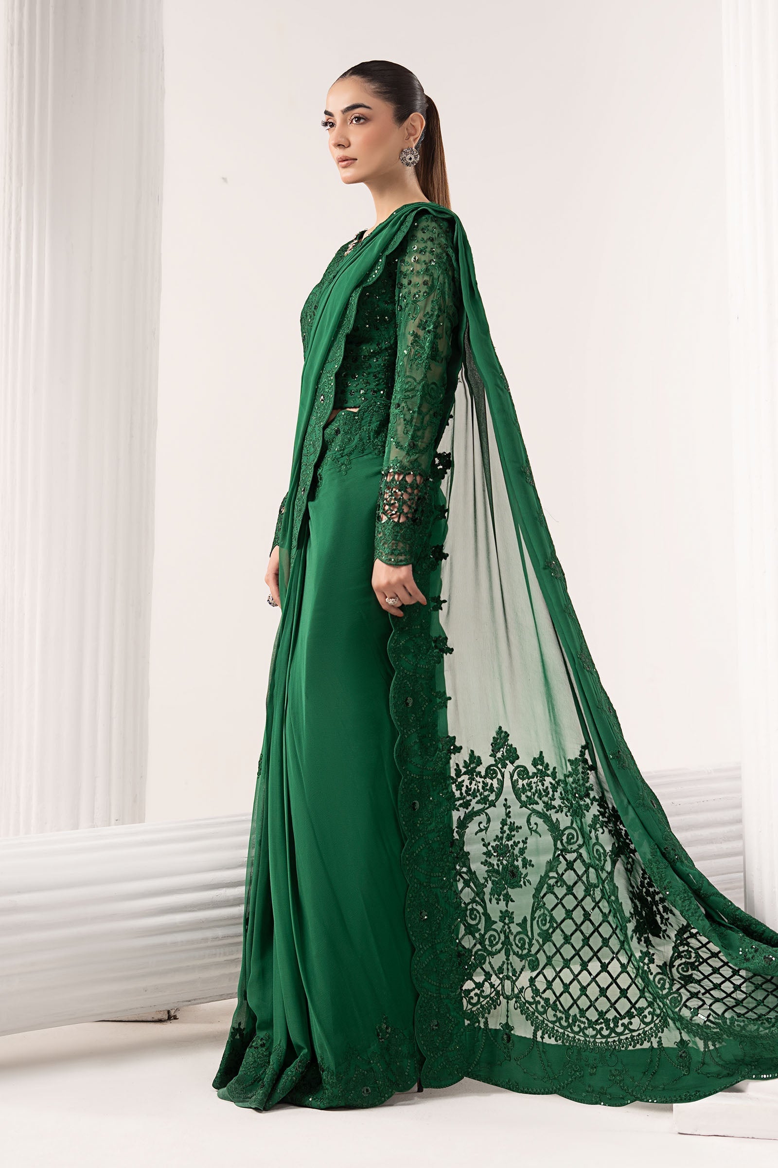 Maria B | Luxury Formals | SF-EF26-73-Green - by Libasekhas UK - Registered Vendor of : Maria B - 100% Original Designer Dress