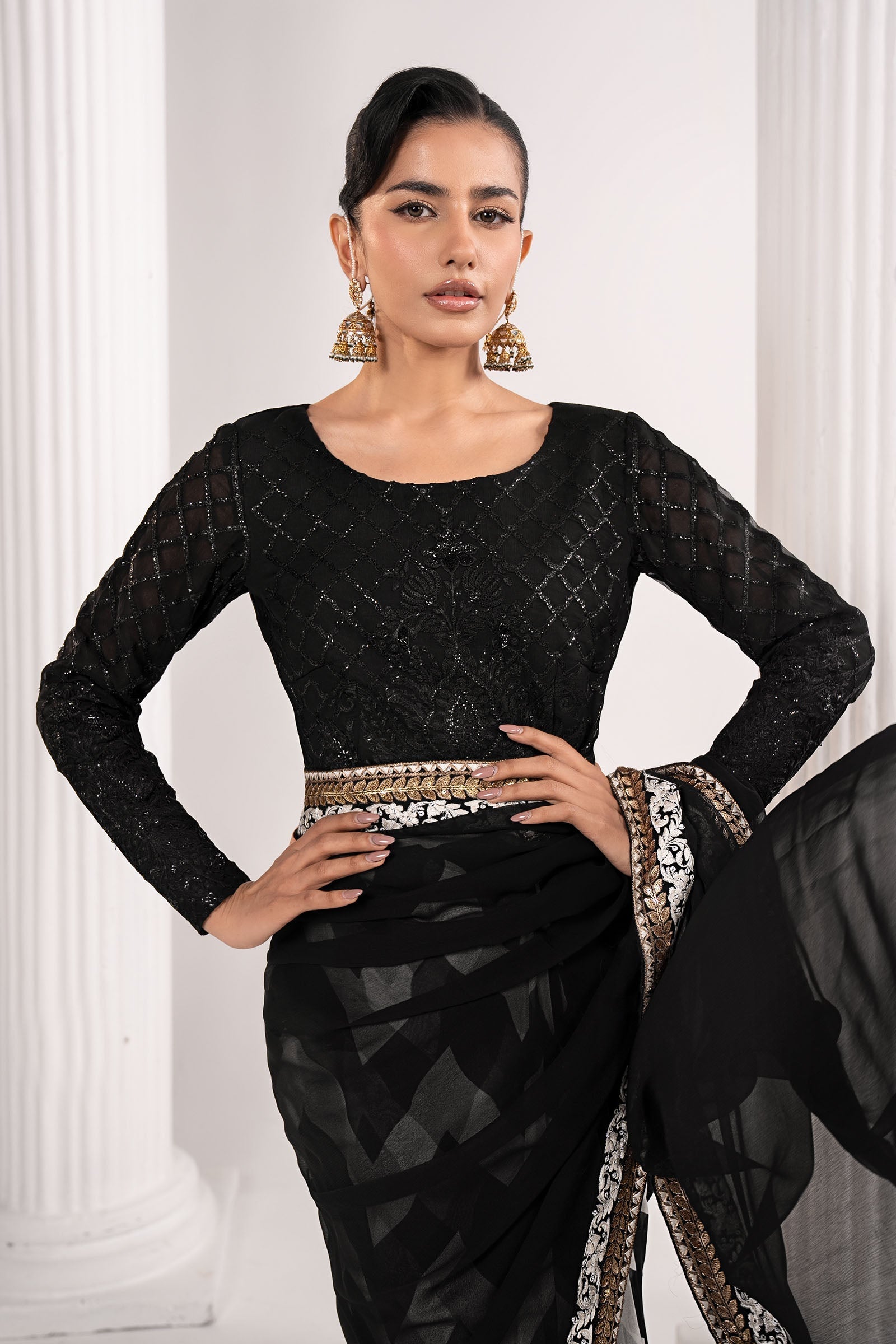 Maria B | Luxury Formals | SF-EF26-74-Black - by Libasekhas UK - Registered Vendor of : Maria B - 100% Original Designer Dress