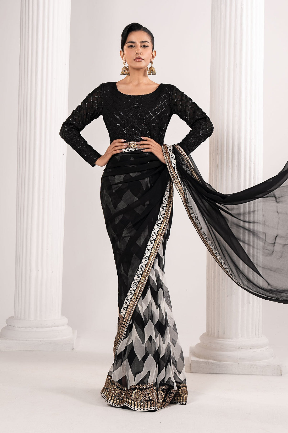 Maria B | Luxury Formals | SF-EF26-74-Black - by Libasekhas UK - Registered Vendor of : Maria B - 100% Original Designer Dress