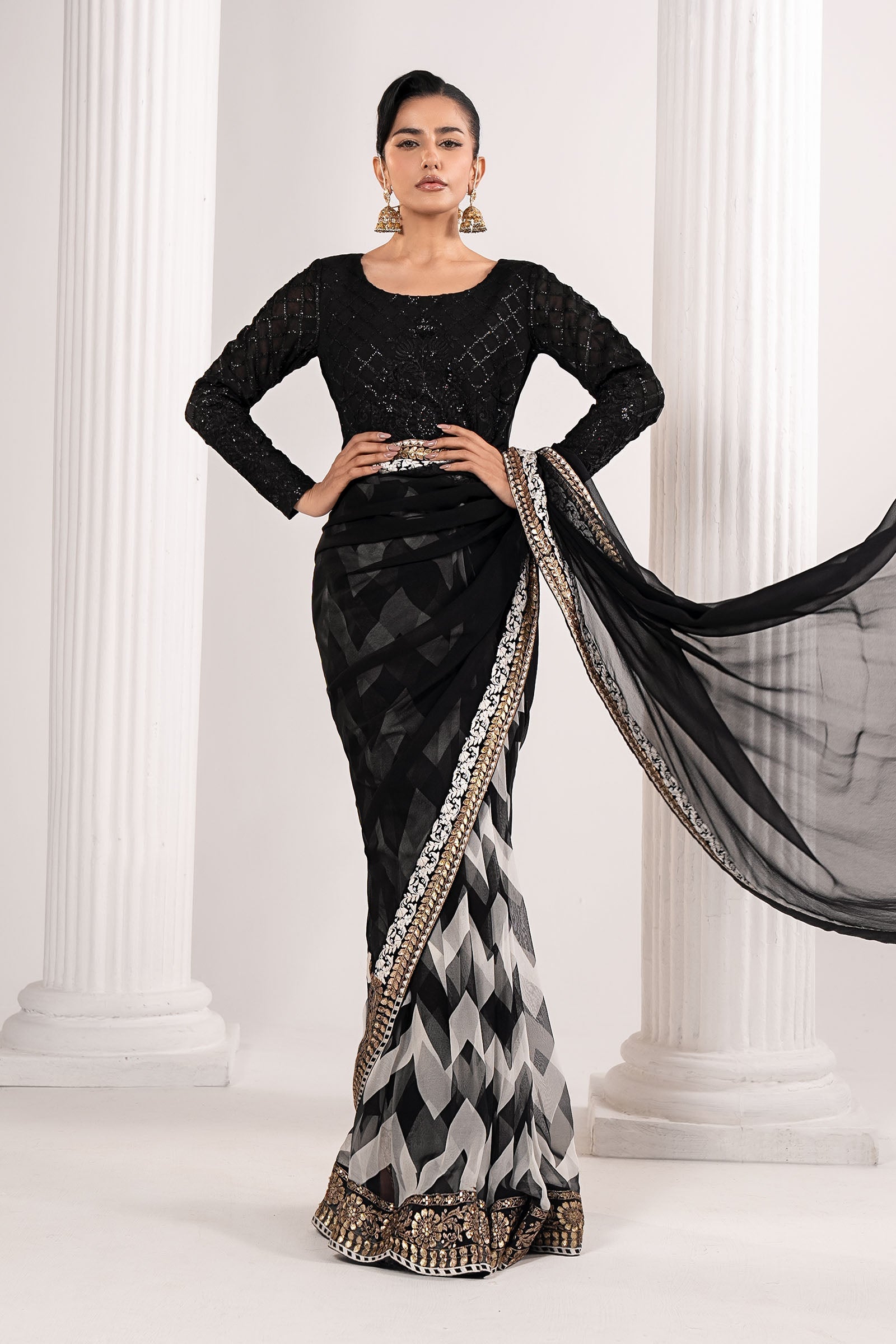 Maria B | Luxury Formals | SF-EF26-74-Black - by Libasekhas UK - Registered Vendor of : Maria B - 100% Original Designer Dress