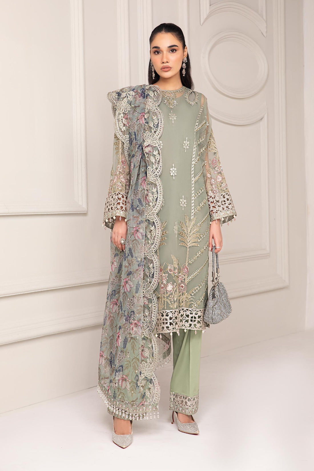 Maria B | Pre Fall Dresses | 3 Piece Embroidered Organza Suit TT - by Libasekhas UK - Registered Vendor of : Maria B - 100% Original Designer Dress
