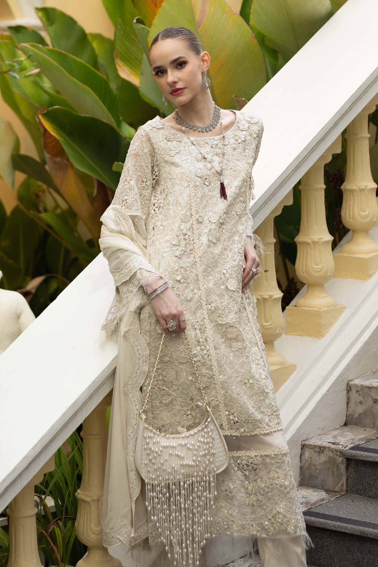 Maria B | Luxury Formals | SF-EF26-21-Off White - by Libasekhas UK - Registered Vendor of : Maria B - 100% Original Designer Dress