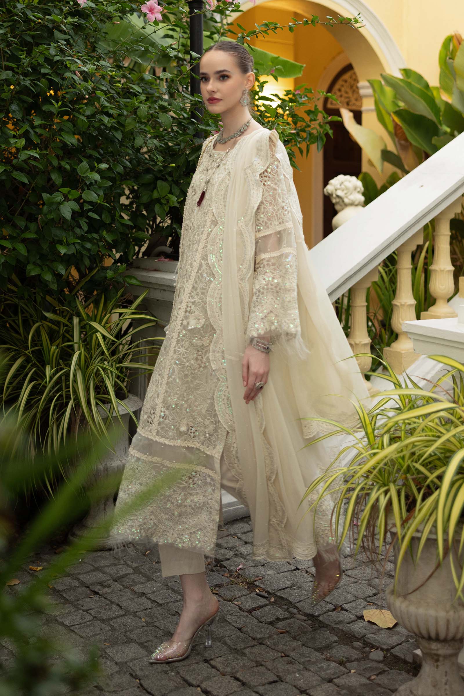 Maria B | Luxury Formals | SF-EF26-21-Off White - by Libasekhas UK - Registered Vendor of : Maria B - 100% Original Designer Dress