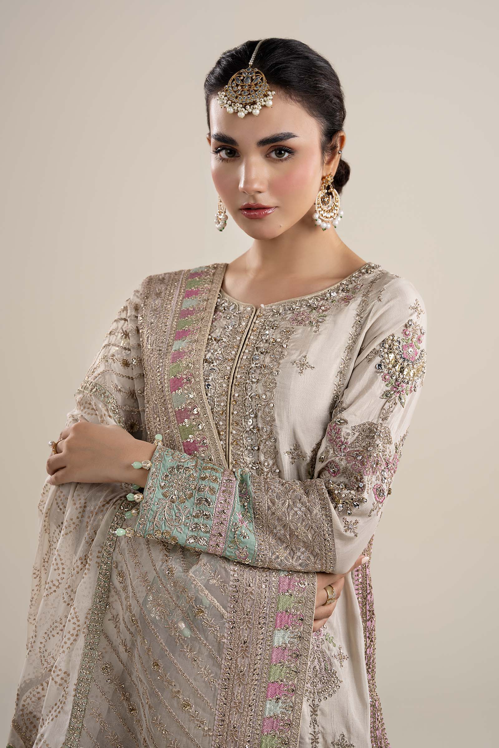 Maria B | Pre Fall Dresses | 3 Piece Embroidered Bamber Raw Silk Suit HH - by Libasekhas UK - Registered Vendor of : Maria B - 100% Original Designer Dress