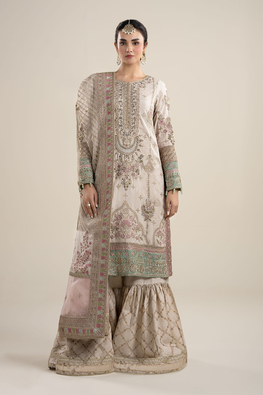 Maria B | Pre Fall Dresses | 3 Piece Embroidered Bamber Raw Silk Suit HH - by Libasekhas UK - Registered Vendor of : Maria B - 100% Original Designer Dress