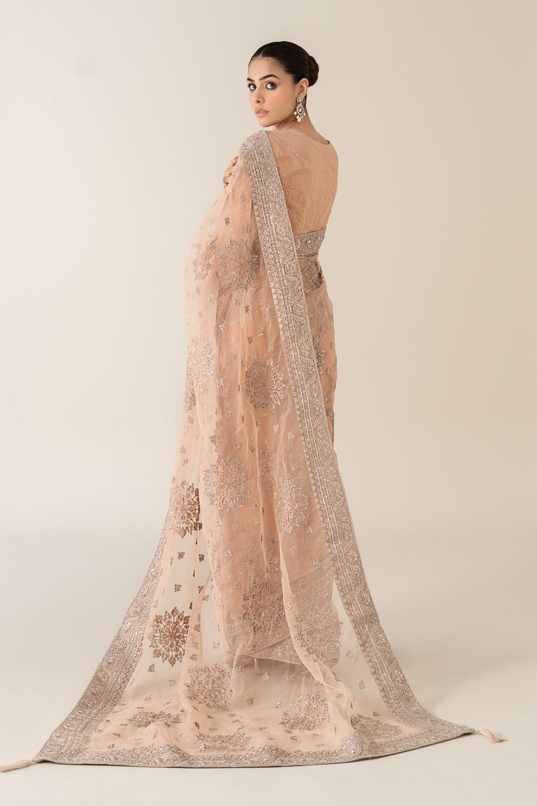 Maria B | Pre Fall 25 | Organza Saree 09 - by Libasekhas UK - Registered Vendor of : Maria B - 100% Original Designer Dress