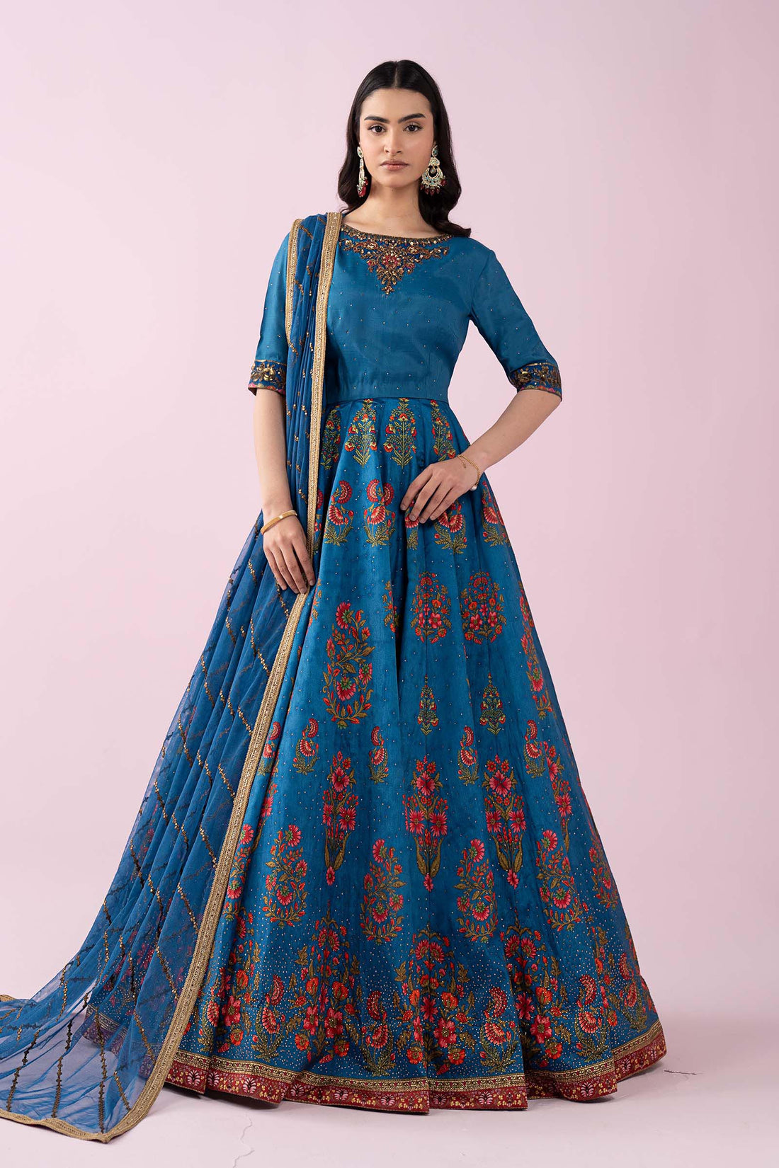 Maria B | Luxury Formals | SF-EF26-04-Blue - by Libasekhas UK - Registered Vendor of : Maria B - 100% Original Designer Dress