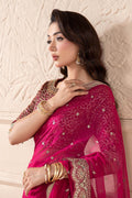 Maria B | Pre Fall Dresses | Embroidered Chiffon Saree ZW - by Libasekhas UK - Registered Vendor of : Maria B - 100% Original Designer Dress
