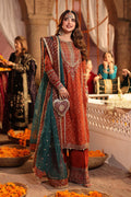 Maria B | Luxury Formals Pre Fall | SF-W25-08R1-Rust - by Libasekhas UK - Registered Vendor of : Maria B - 100% Original Designer Dress