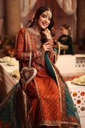 Maria B | Luxury Formals Pre Fall | SF-W25-08R1-Rust - by Libasekhas UK - Registered Vendor of : Maria B - 100% Original Designer Dress