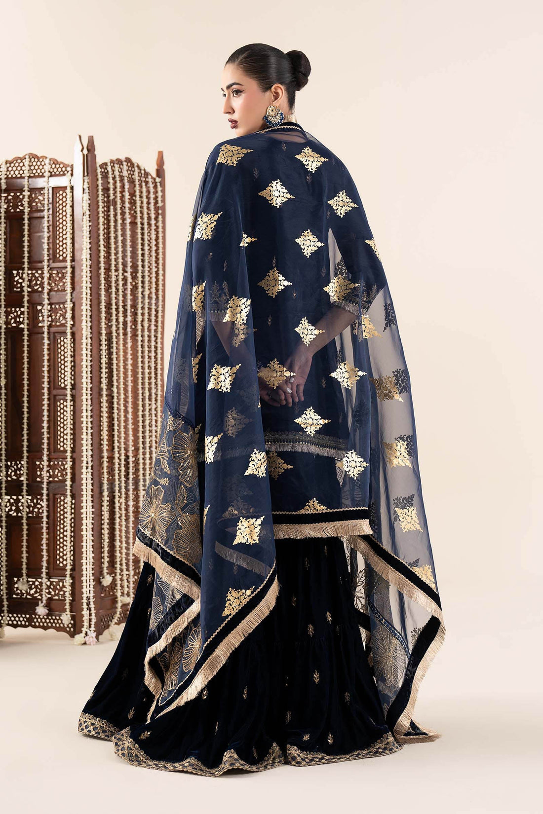 Maria B | Pre Fall 25 | SF-W25-43-Navy Blue - by Libasekhas UK - Registered Vendor of : Maria B - 100% Original Designer Dress