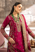 Maria B | Pre Fall Dresses | 3 Piece Embroidered Raw Silk Suit Redish Pink - by Libasekhas UK - Registered Vendor of : Maria B - 100% Original Designer Dress