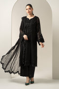 Maria B | Pre Fall Dresses | 3 Piece Embroidered Chiffon Suit Black - by Libasekhas UK - Registered Vendor of : Maria B - 100% Original Designer Dress