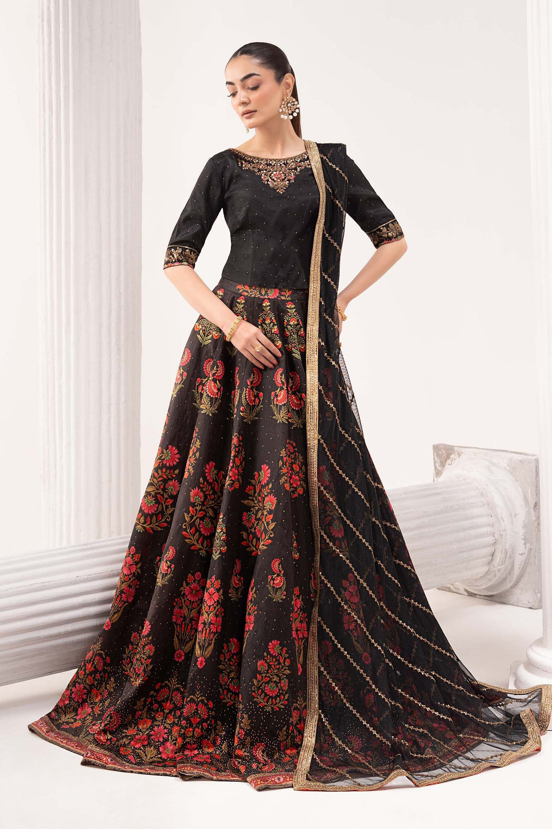Maria B | Luxury Formals | SF-EF26-04-Black - by Libasekhas UK - Registered Vendor of : Maria B - 100% Original Designer Dress