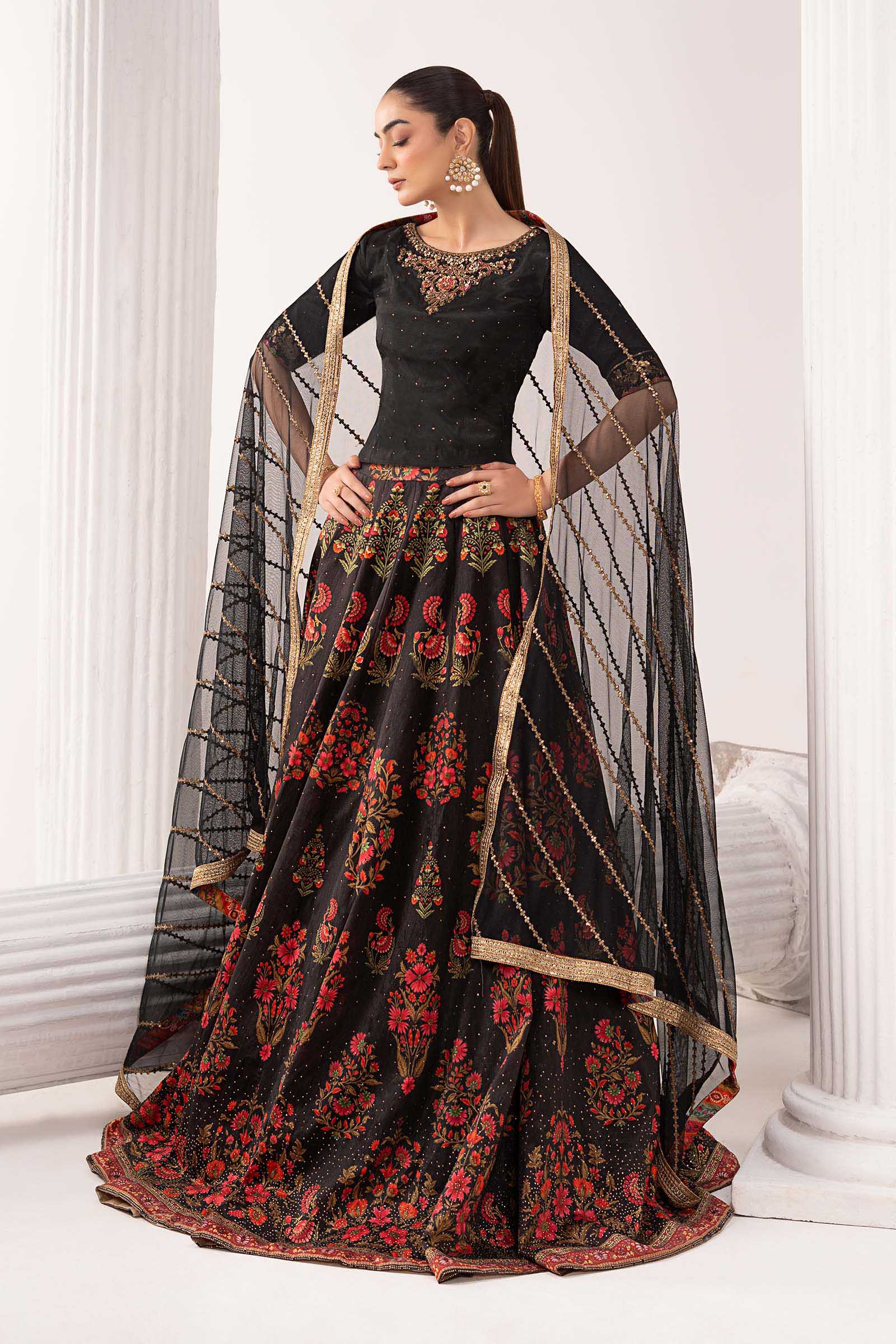 Maria B | Luxury Formals | SF-EF26-04-Black - by Libasekhas UK - Registered Vendor of : Maria B - 100% Original Designer Dress