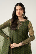 Maria B | Pre Fall Dresses | 3 Piece Embroidered Suit Deep Olive Green - by Libasekhas UK - Registered Vendor of : Maria B - 100% Original Designer Dress