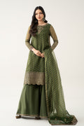 Maria B | Pre Fall Dresses | 3 Piece Embroidered Suit Deep Olive Green - by Libasekhas UK - Registered Vendor of : Maria B - 100% Original Designer Dress