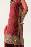 Maria B | Pre Fall Dresses | 3 Piece Embroidered Suit Marron - by Libasekhas UK - Registered Vendor of : Maria B - 100% Original Designer Dress
