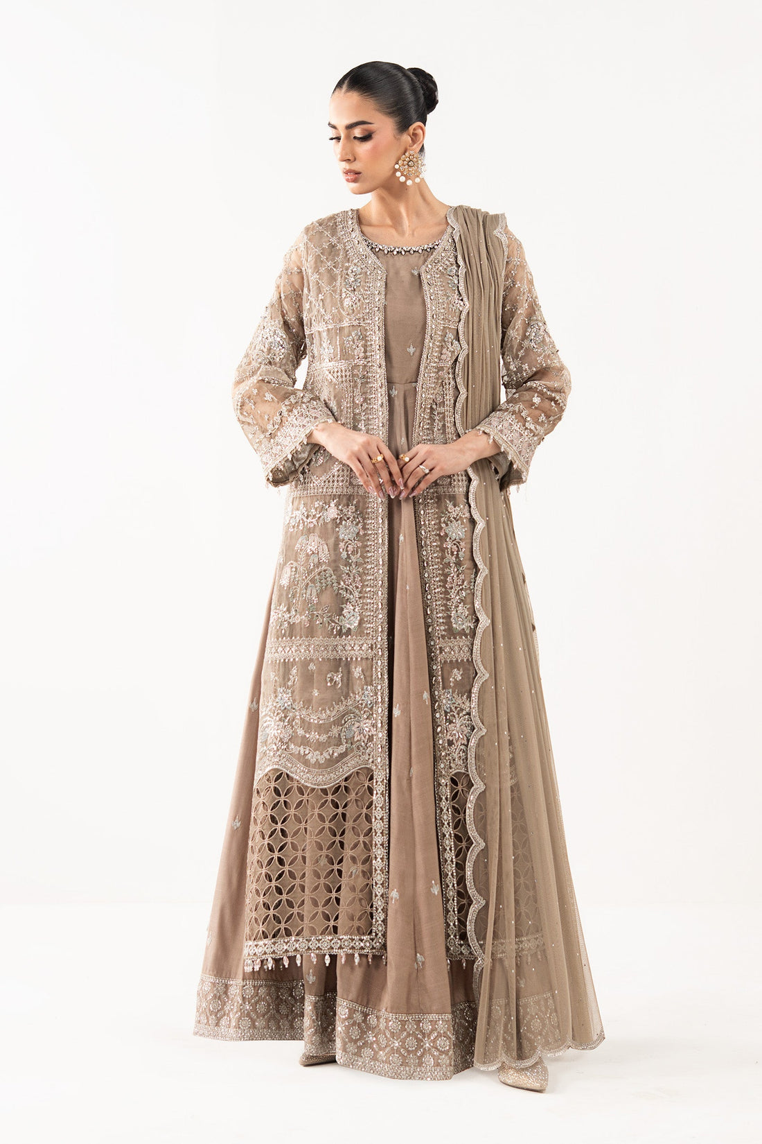 Maria B | Luxury Formals | SF-EF26-05-Coffee - by Libasekhas UK - Registered Vendor of : Maria B - 100% Original Designer Dress