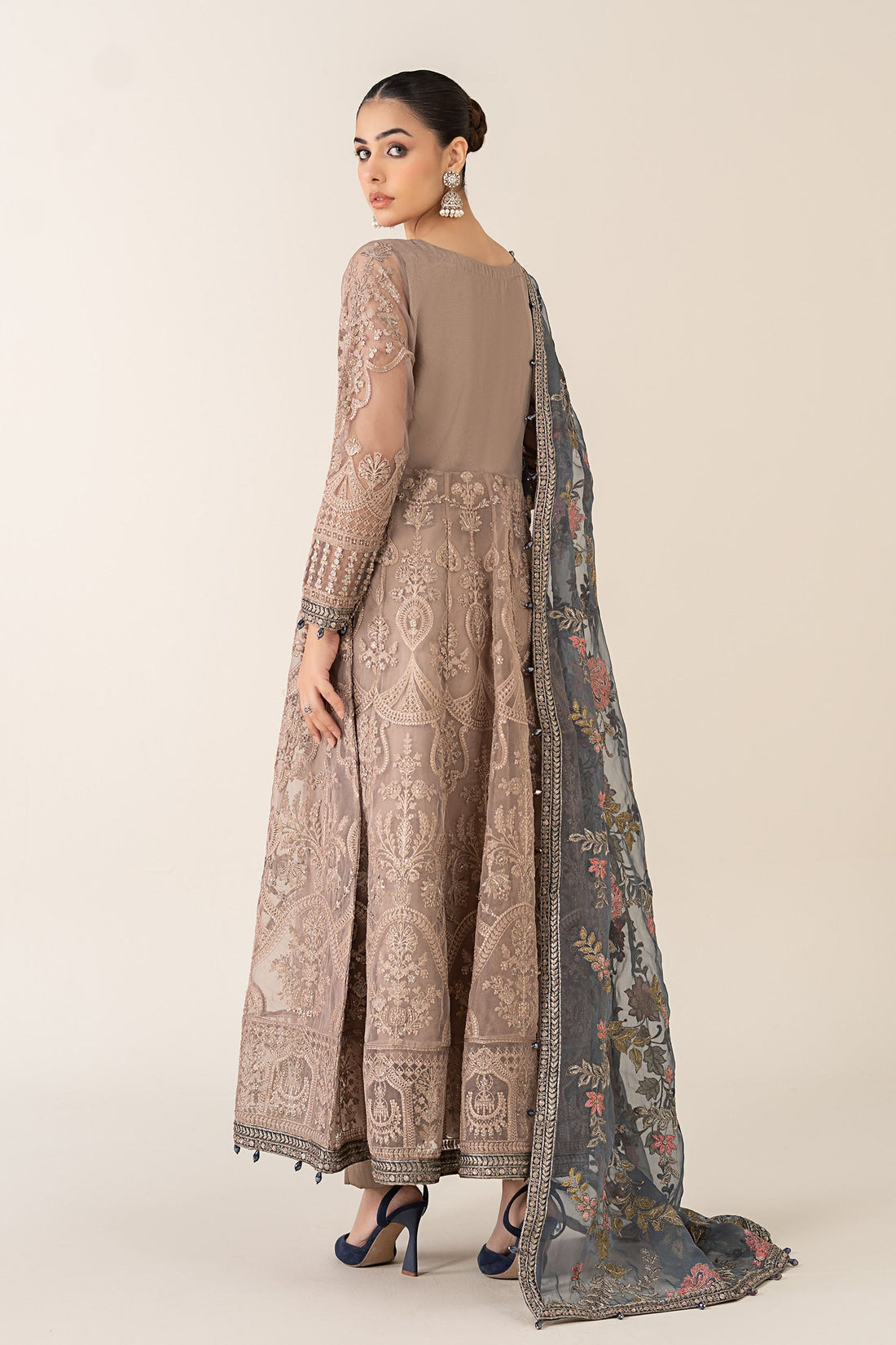 Maria B | Pre Fall Dresses | 3 Piece Embroidered Suit Gray - by Libasekhas UK - Registered Vendor of : Maria B - 100% Original Designer Dress