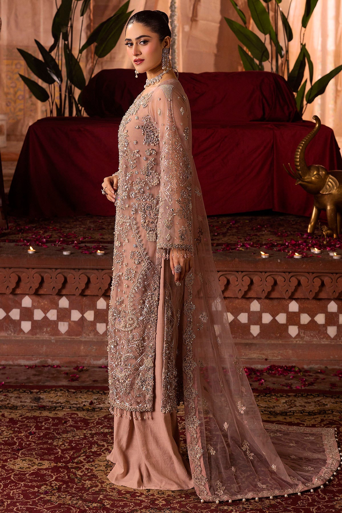 Motifz | Bridal Couture | 0011-REEM EMBROIDERED SILK NET STITCHED - by - Libasekhas UK - Registered Vendor of : Motifz - 100% Original Designer Dresss