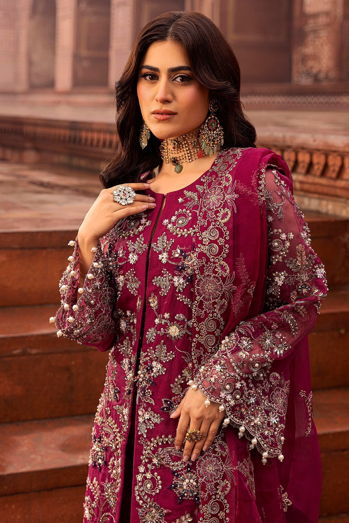 Motifz | Bridal Couture | 0013-HEER EMBROIDERED ORGANZA STITCHED - by - Libasekhas UK - Registered Vendor of : Motifz - 100% Original Designer Dresss