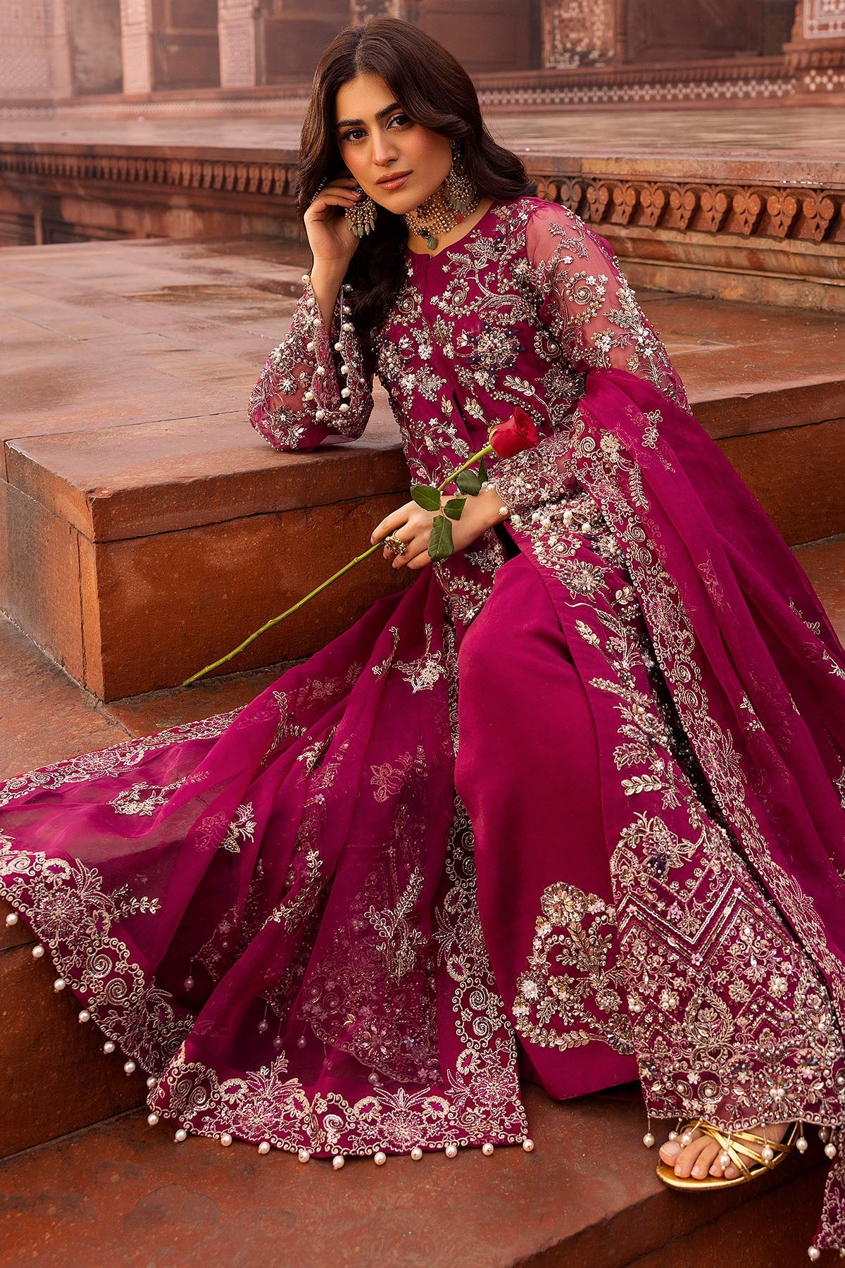 Motifz | Bridal Couture | 0013-HEER EMBROIDERED ORGANZA STITCHED - by - Libasekhas UK - Registered Vendor of : Motifz - 100% Original Designer Dresss
