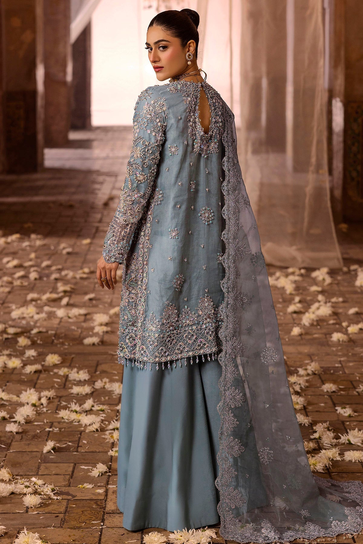 Motifz | Bridal Couture | 0014-FIROZEH EMBROIDERED ORGANZA STITCHED - by - Libasekhas UK - Registered Vendor of : Motifz - 100% Original Designer Dresss