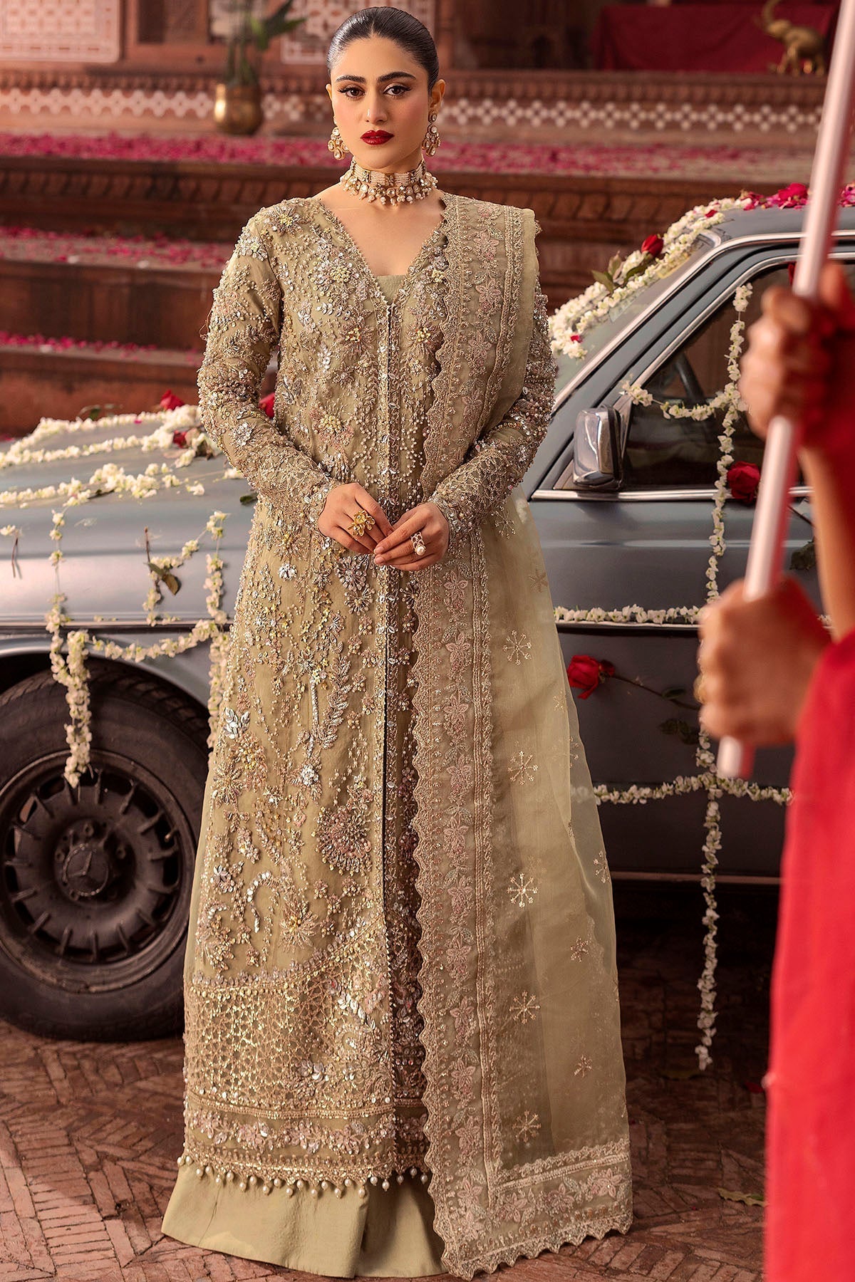 Motifz | Bridal Couture | 0017-PARINAZ EMBROIDERED ORGANZA STITCHED - by - Libasekhas UK - Registered Vendor of : Motifz - 100% Original Designer Dresss