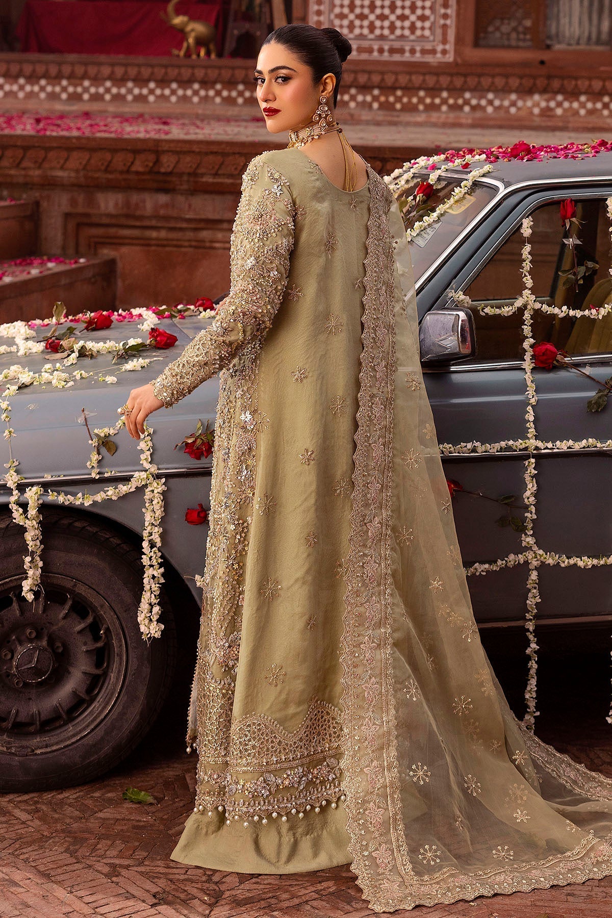 Motifz | Bridal Couture | 0017-PARINAZ EMBROIDERED ORGANZA STITCHED - by - Libasekhas UK - Registered Vendor of : Motifz - 100% Original Designer Dresss