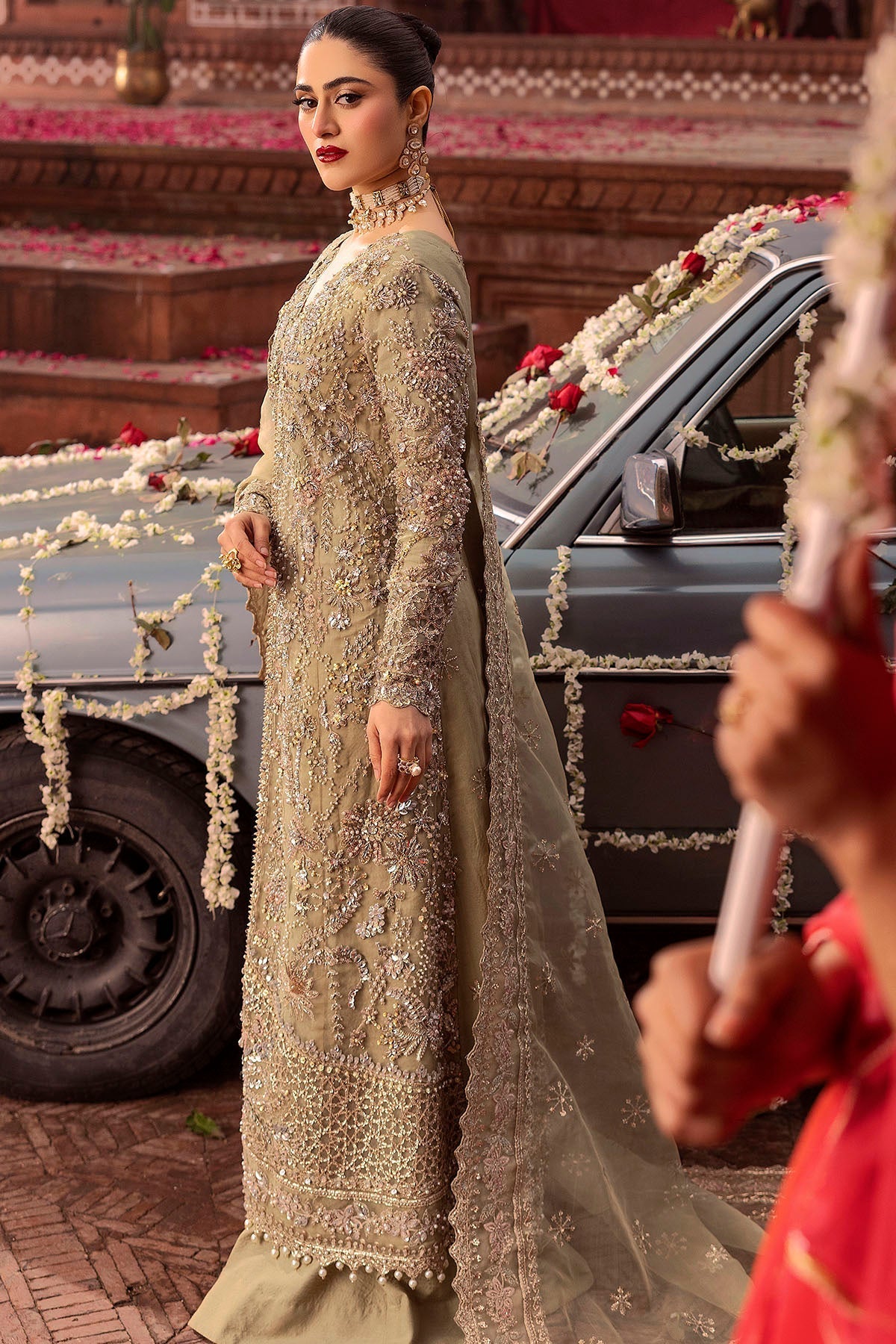 Motifz | Bridal Couture | 0017-PARINAZ EMBROIDERED ORGANZA STITCHED - by - Libasekhas UK - Registered Vendor of : Motifz - 100% Original Designer Dresss