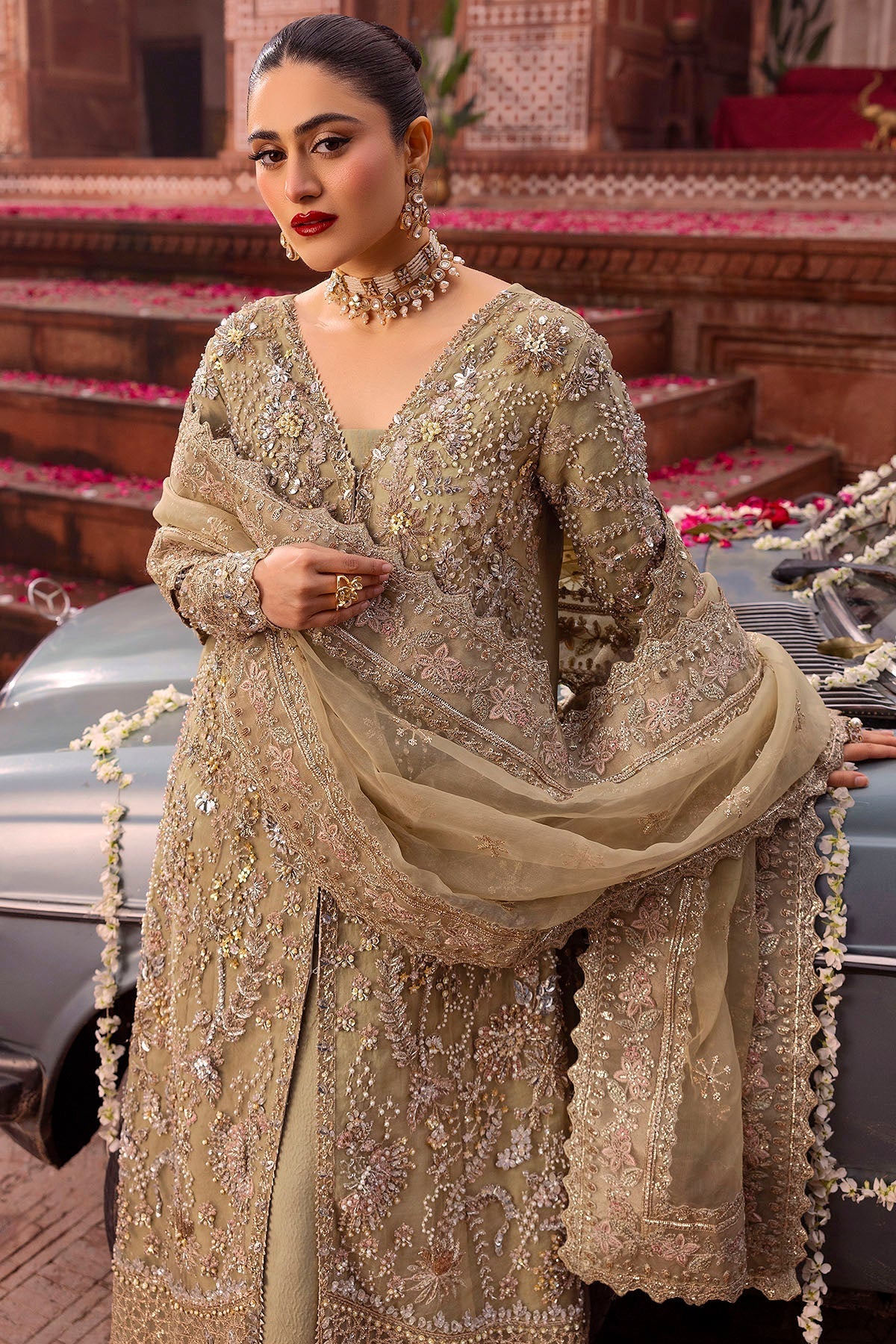 Motifz | Bridal Couture | 0017-PARINAZ EMBROIDERED ORGANZA STITCHED - by - Libasekhas UK - Registered Vendor of : Motifz - 100% Original Designer Dresss
