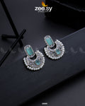 Silver Cluster Pearl Earring - by - Libasekhas UK - Registered Vendor of : Zeesy - 100% Original Designer Dresss