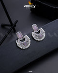 Silver Cluster Pearl Earring - by - Libasekhas UK - Registered Vendor of : Zeesy - 100% Original Designer Dresss