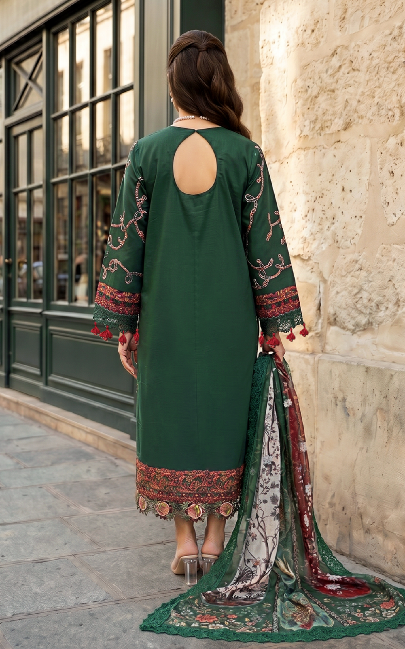 Asifa and Nabeel | Summer Lawn 26 | Green Majestic (SL26-01) - by Libasekhas UK - Registered Vendor of : Asifa and Nabeel - 100% Original Designer Dress