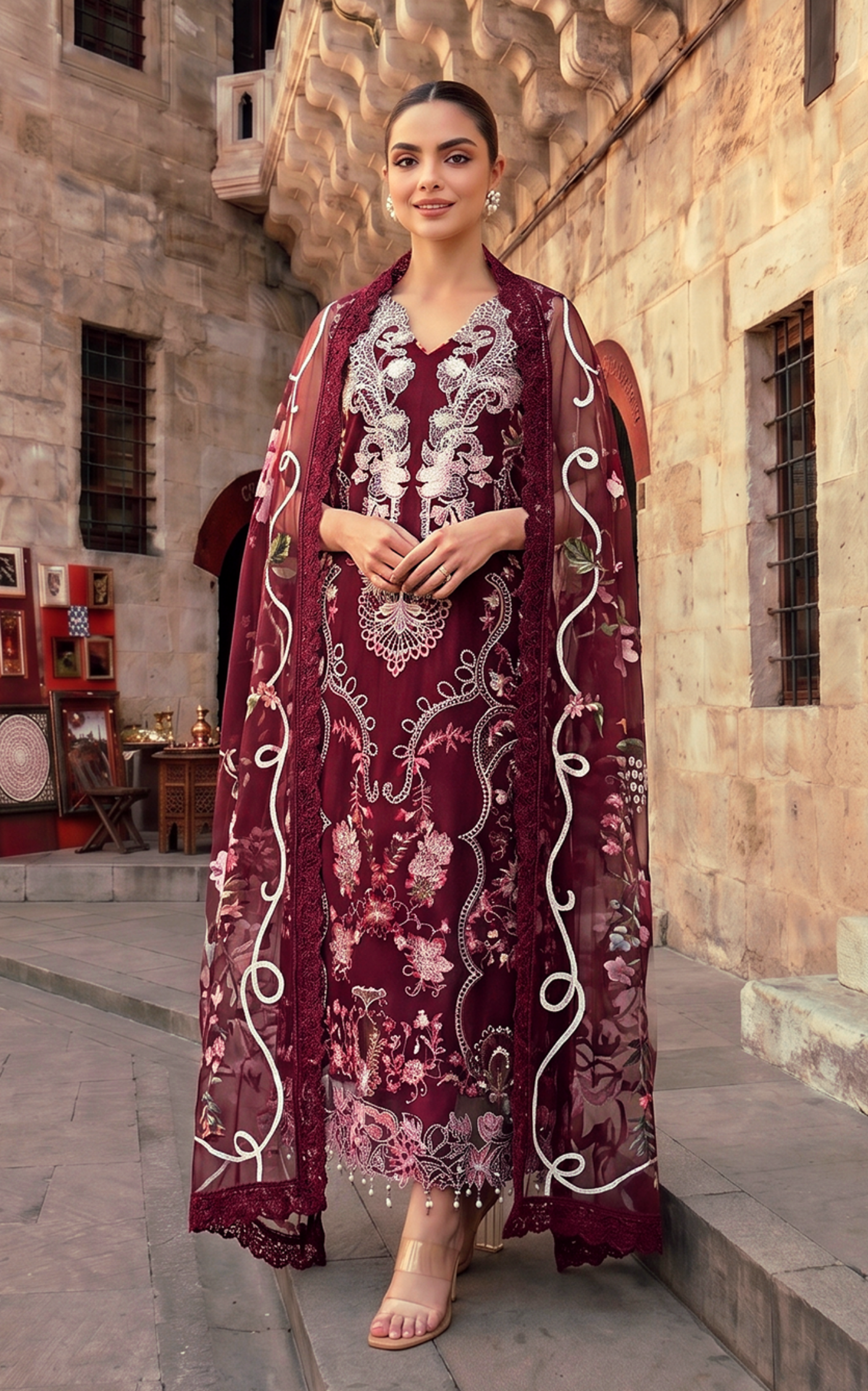 Asifa and Nabeel | Summer Lawn 26 | Ruby Dusk (SL26-03) - by Libasekhas UK - Registered Vendor of : Asifa and Nabeel - 100% Original Designer Dress